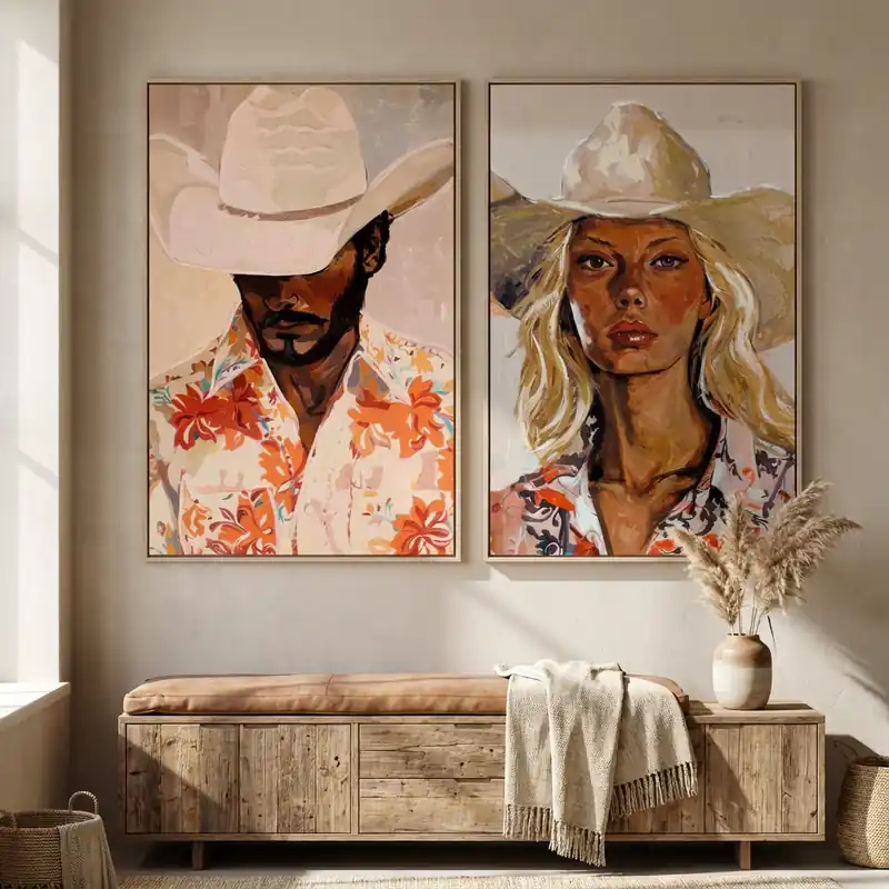 Alleen Vandaag Cowgirl Schilderij op Canvas 80x120 cm – Wanddecoratie