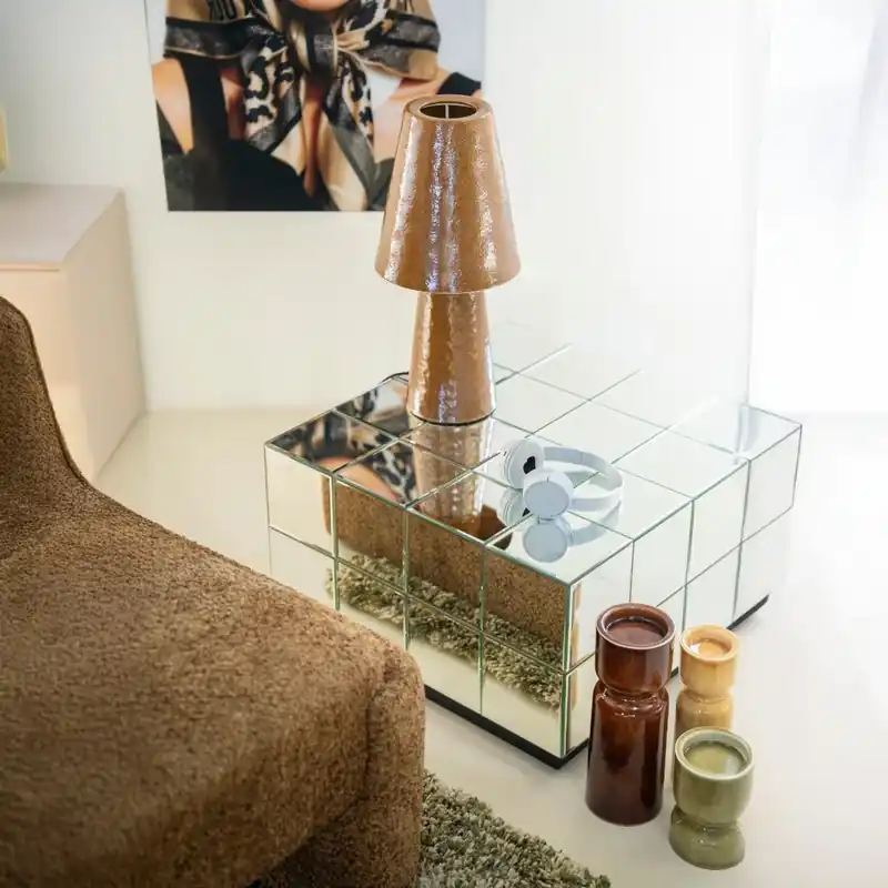 Gecertificeerd Salontafel Flectron – chroom glas – modern design
