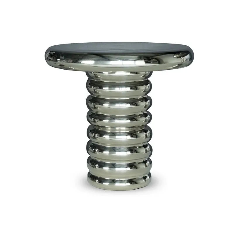 Weekendaanbieding Bijzettafel zilver chroom – ronde metalen bijzettafel