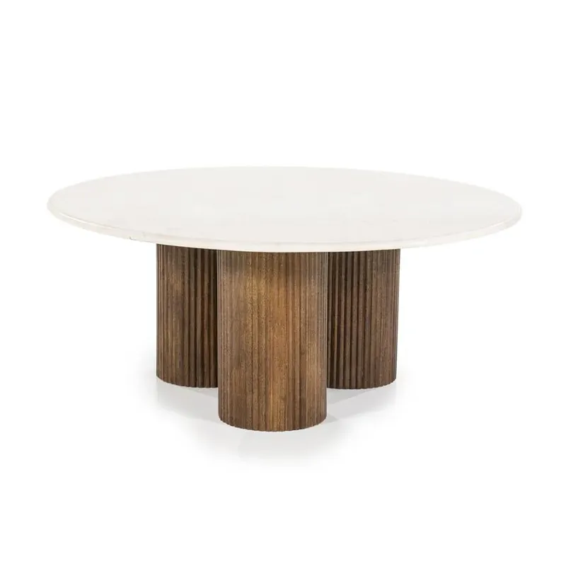 Direct Beschikbaar Salontafel Xavi – marmer & mangohout wit