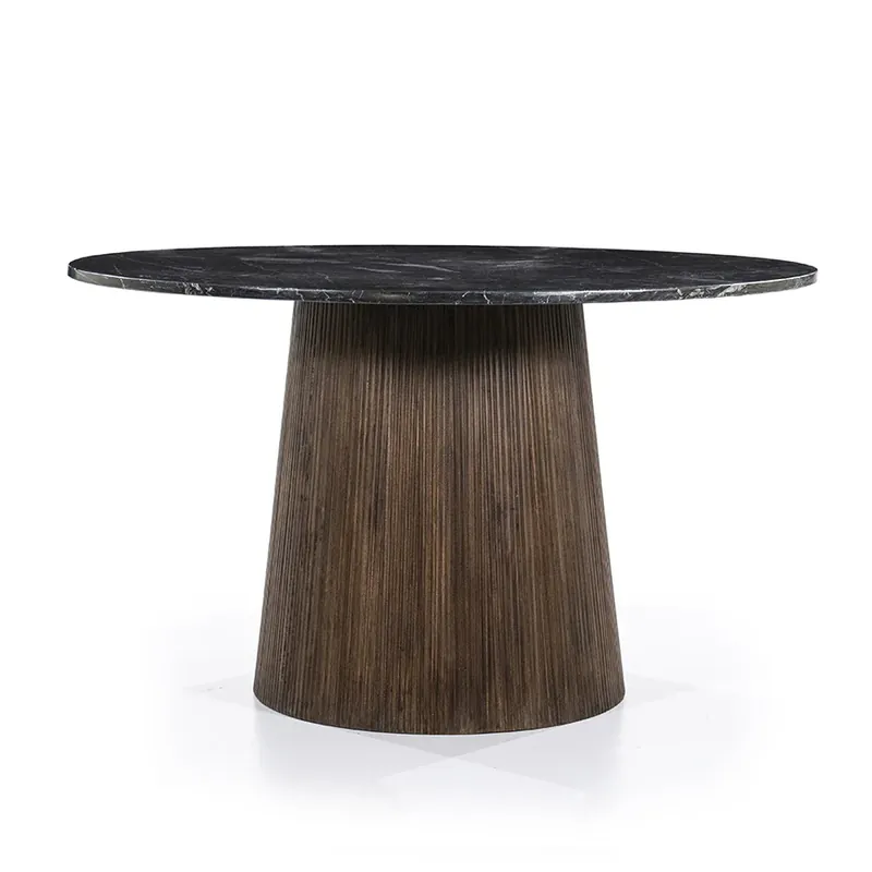 Eleonora Maxim – Eettafel Marmer & Mangohout Zwart 130x76cm Beperkt Aanbod