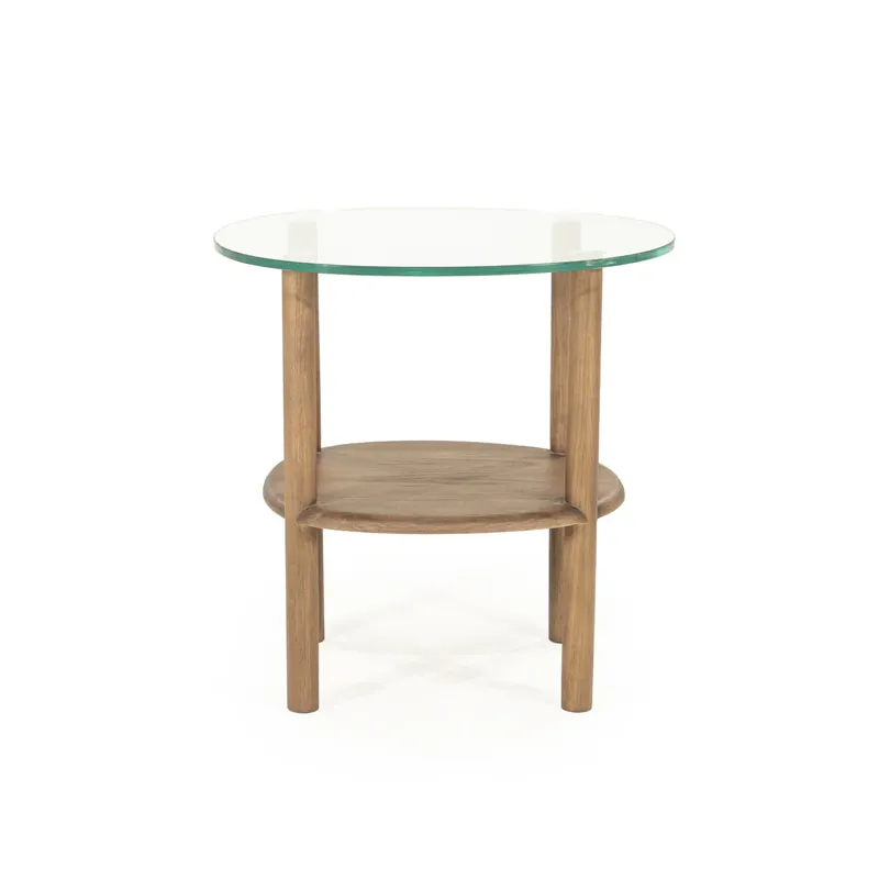 Bijzettafel Cleo – eikenhout & glas lichtbruin Alleen Vandaag
