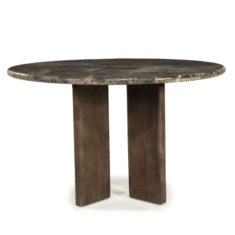 Premium Eettafel Lando – mangohout & Emperador marmer bruin 127cm