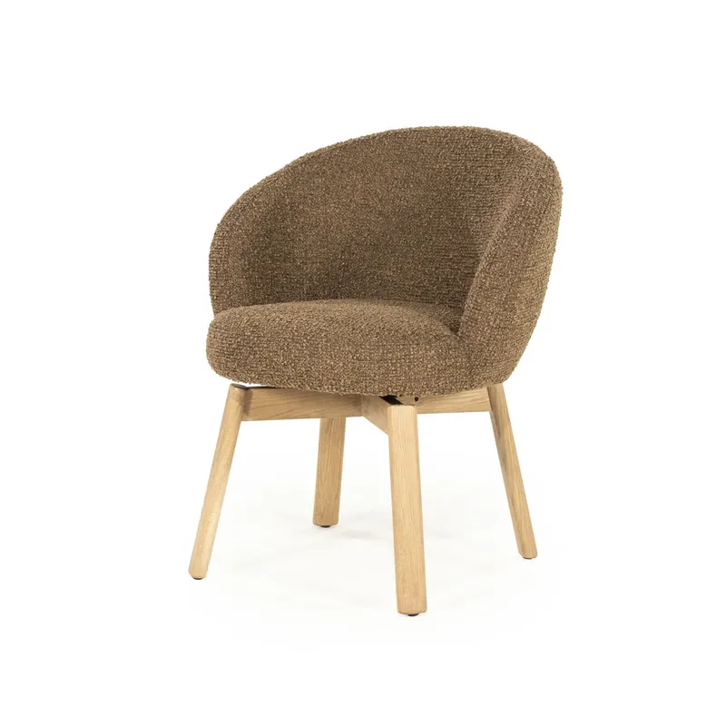Stoel Livia – stof & hout bruin hush Actieprijs
