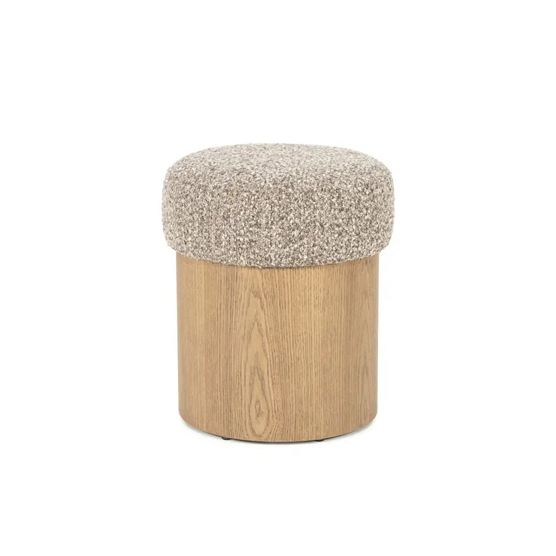 Poef George – stof & hout taupe flou Laatste Kans