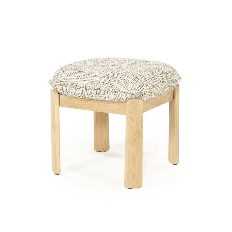 Gecertificeerd Kruk Lottie – stof & hout taupe nori