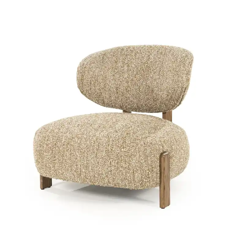 Koopje Fauteuil Reza – stof taupe & bruin frame