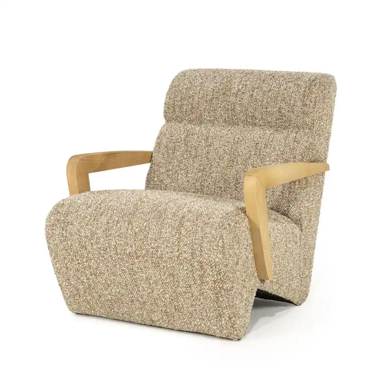 Bestel Nu Fauteuil Olek – stof & hout taupe bay