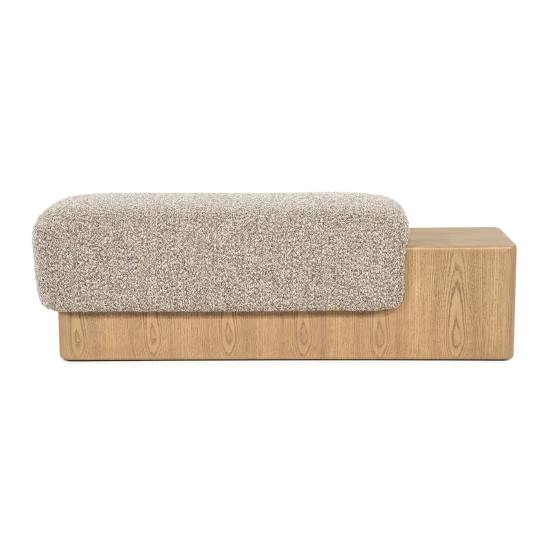 Bankje George – stof & hout taupe flou Korting