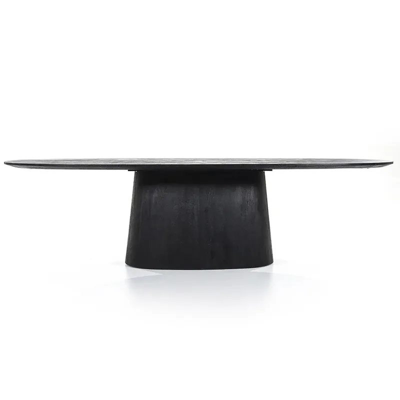 Ovaal Eettafel Aron – mangohout zwart 300x110cm Superprijs