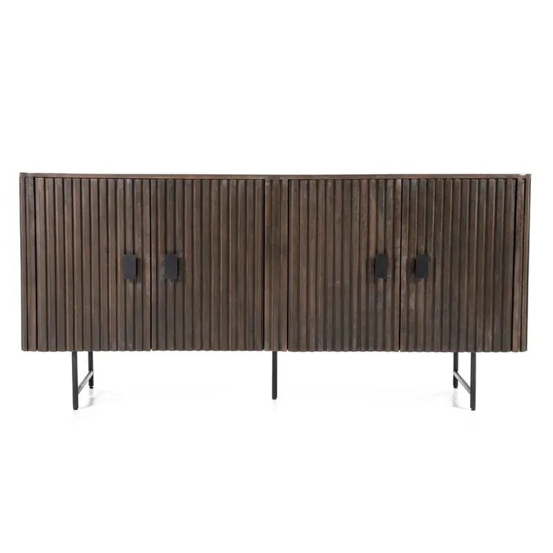 Tijdelijk Beschikbaar Dressoir Remi – mangohout & metaal 4-drs. bruin