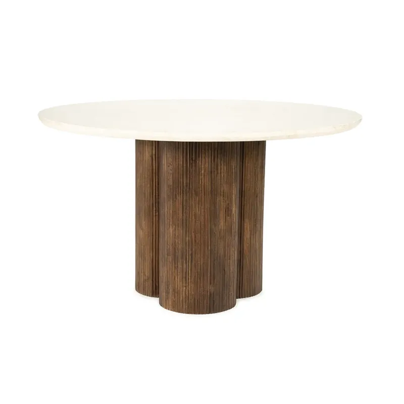 Aanbieding Ronde eettafel Xanni – mangohout & marmer