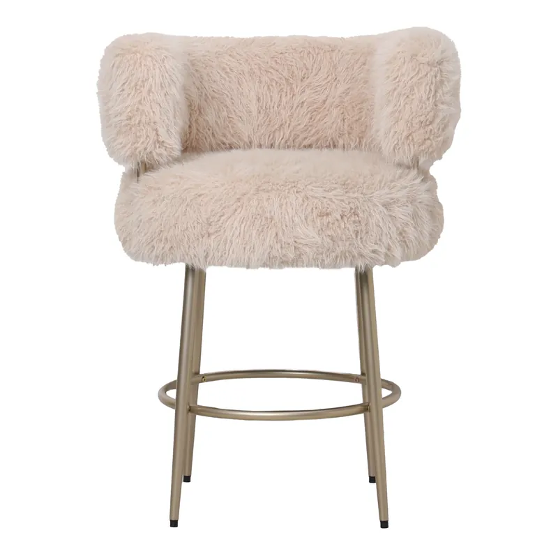 Barkruk Hair champagne hair stof metaal hout Populair