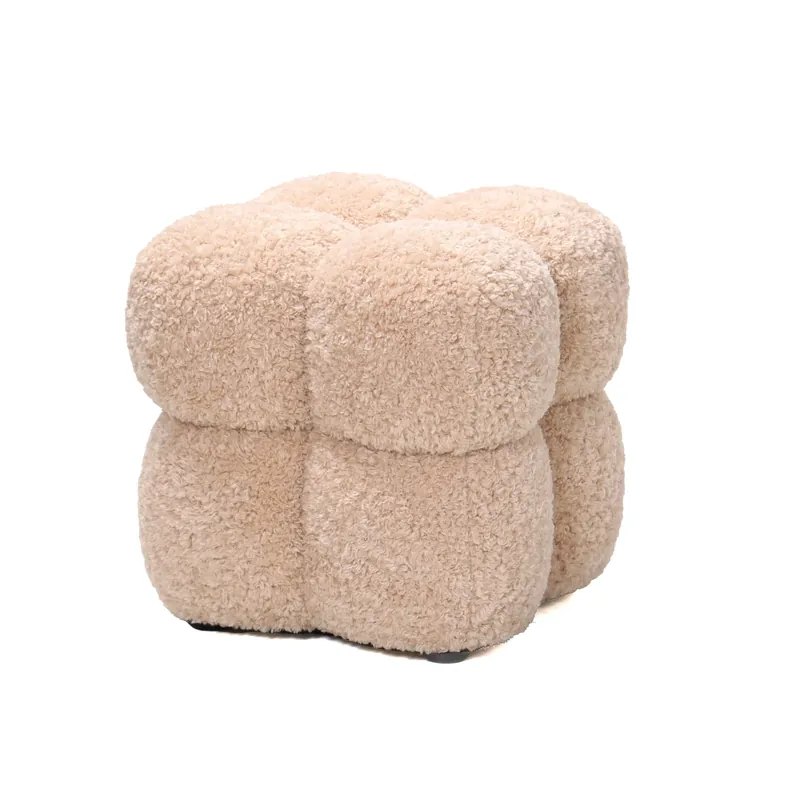 Rechtstreeks Van De Fabrikant Poef Teddy beige stof hout