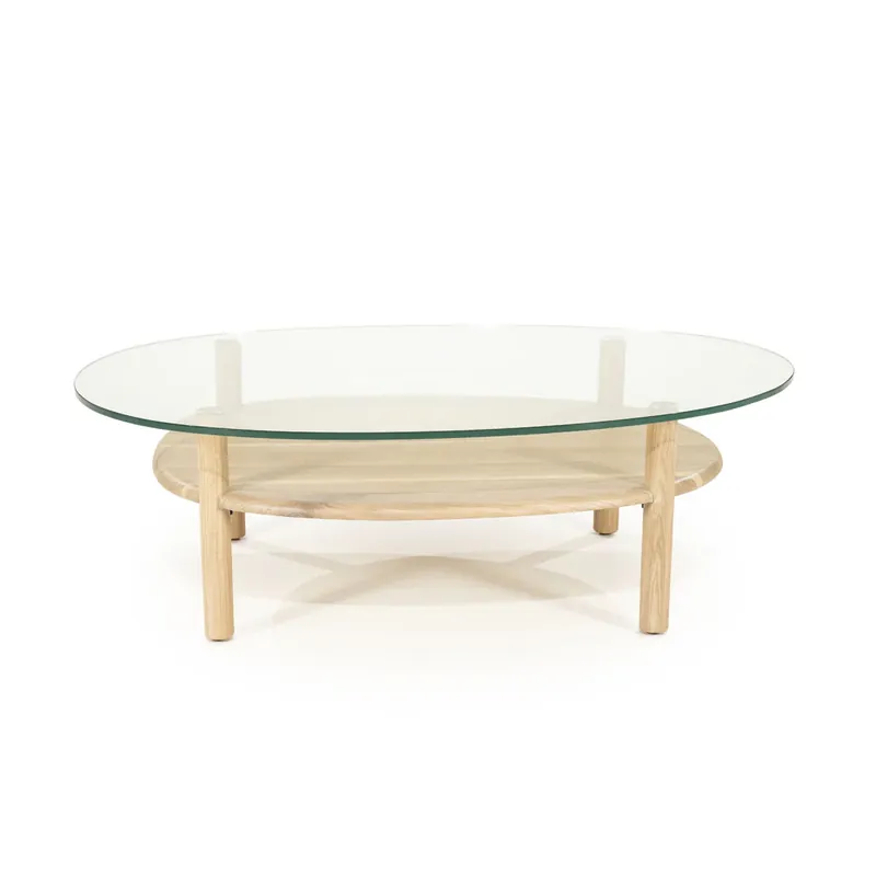 Salontafel Cleo – eikenhout & glas naturel Tijdelijk Beschikbaar