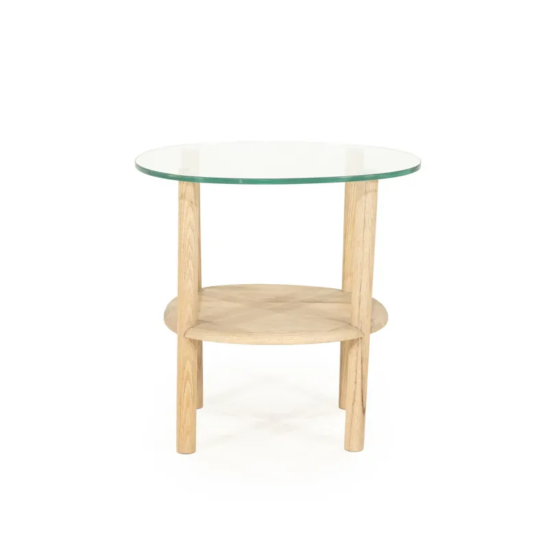 Lage Kosten Bijzettafel Cleo – eikenhout & glas naturel
