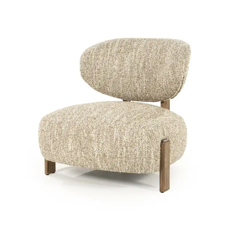 Laatste Versie Fauteuil Reza – stof beige & bruin frame