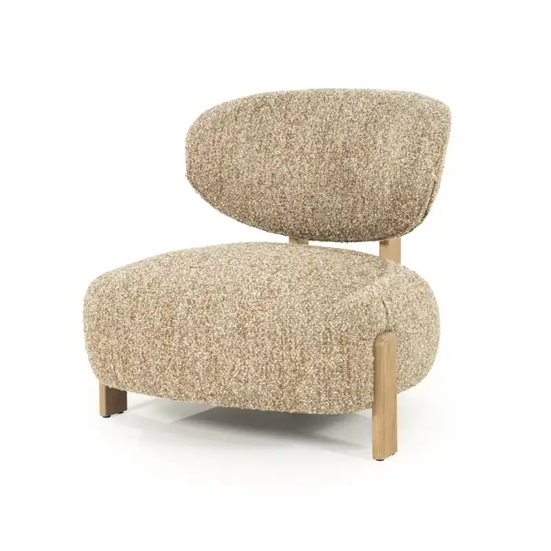 Gereduceerde Prijs Fauteuil Reza – stof taupe & naturel frame