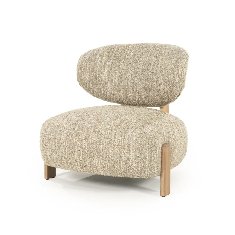 Rechtstreeks Van De Fabrikant Fauteuil Reza – stof beige & naturel frame