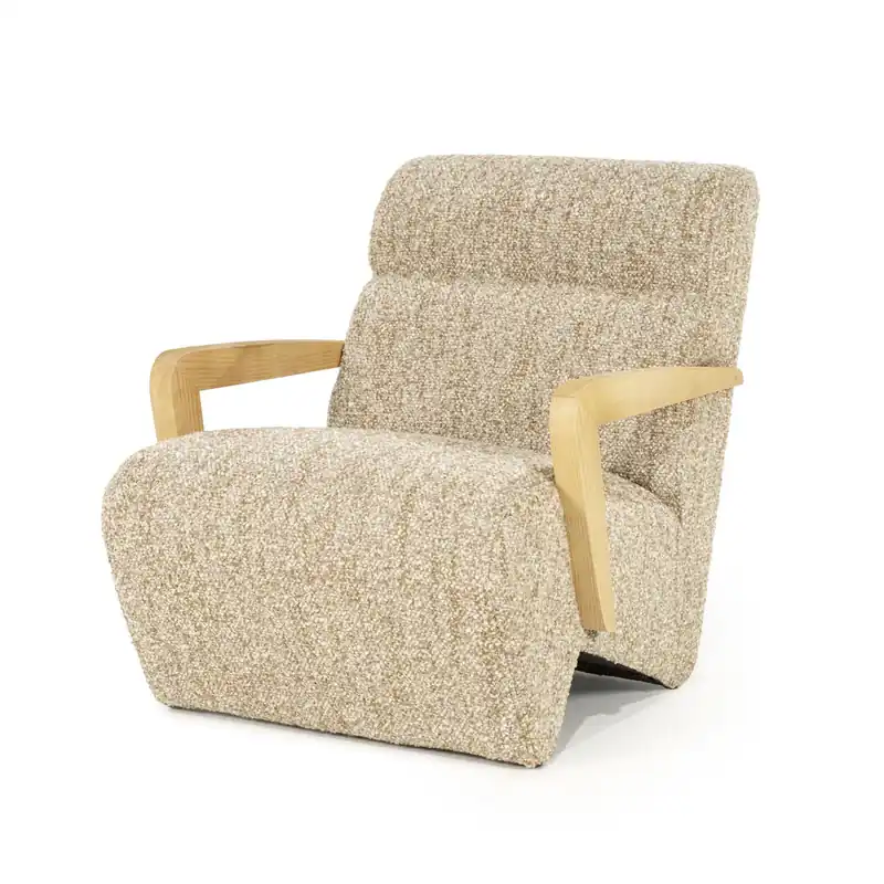 Goedkoop Fauteuil Olek – stof & hout beige bay