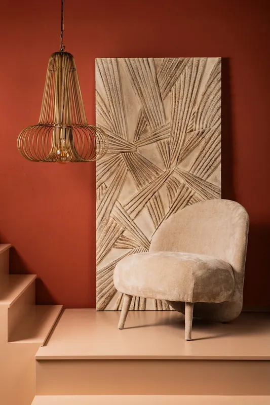 Rechthoekig wandpaneel Raihan cream MDF knotted look Express Levering
