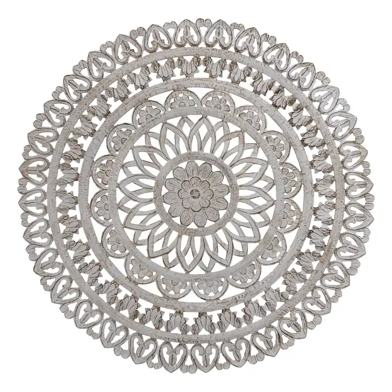 Rond wandpaneel Farris L cream MDF carved Direct Verzonden