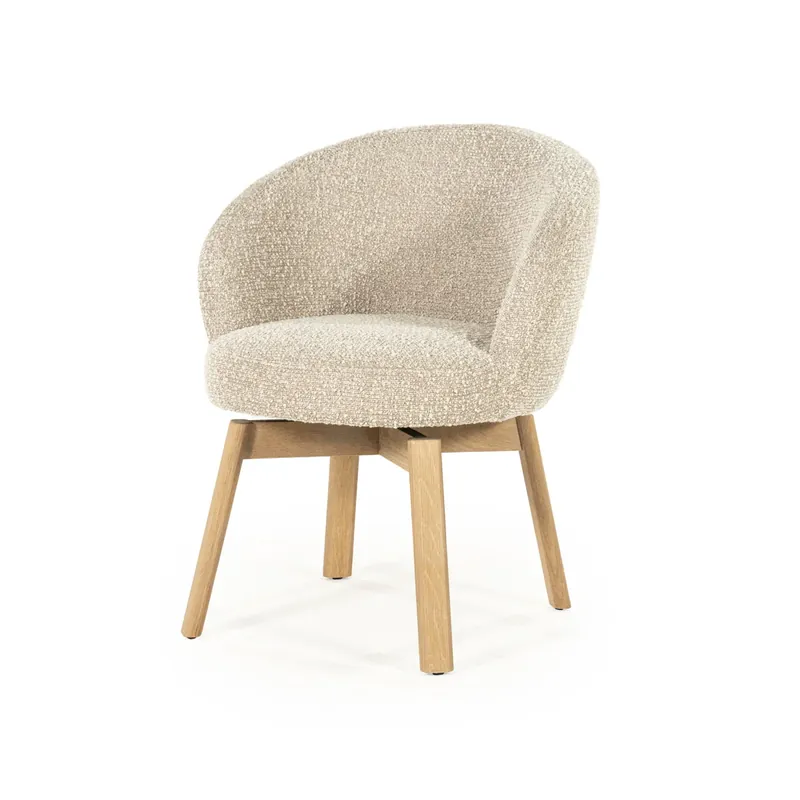 Stoel Livia – stof & hout taupe hush Express Levering
