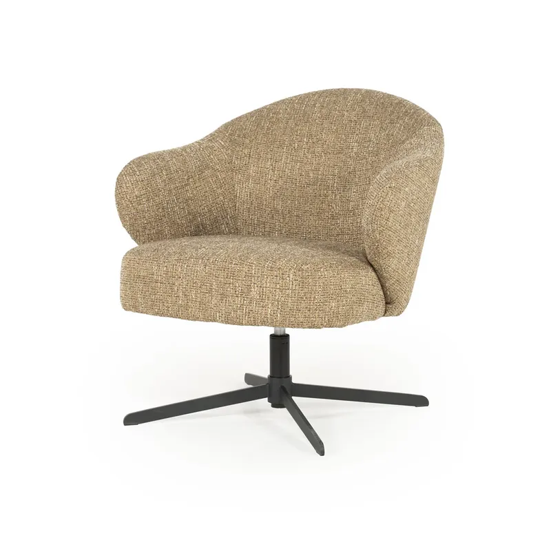 Fauteuil Connor – stof & metaal mosterd donna Flitsaanbieding