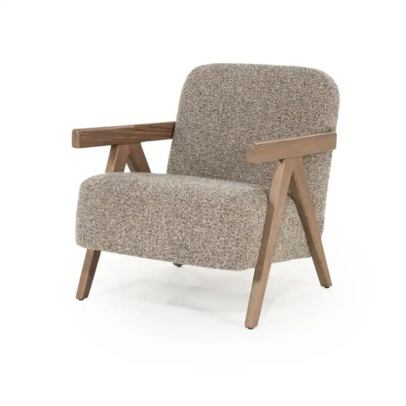 Fauteuil Francis – stof & essenhout taupe flou Koopje