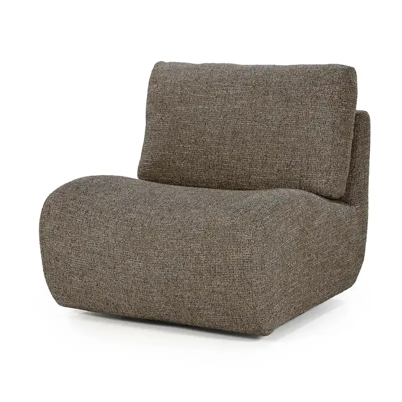 Koop Online Fauteuil Lucia – stof & hout bruin donna
