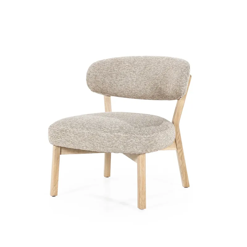 Tijdelijk Beschikbaar Fauteuil Mikky – stof & eikenhout naturel taupe moon