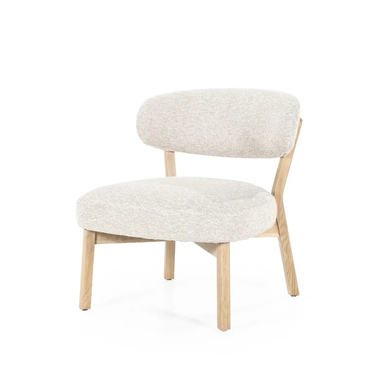 Fauteuil Mikky – stof & eikenhout naturel beige moon Beperkt Aanbod