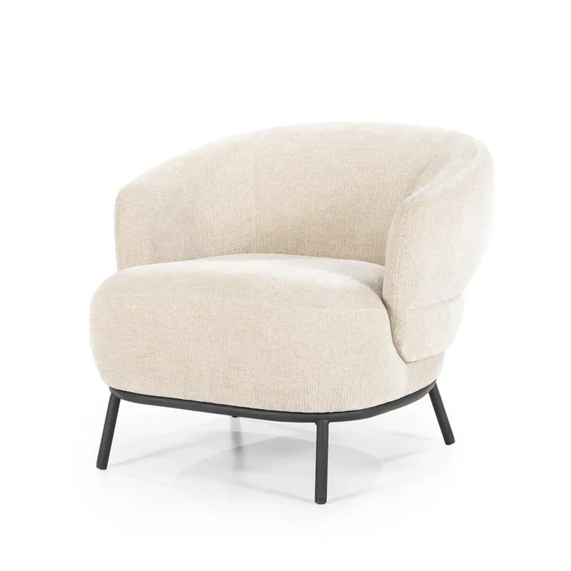 Finale Uitverkoop Fauteuil David – polyester & metaal taupe safari
