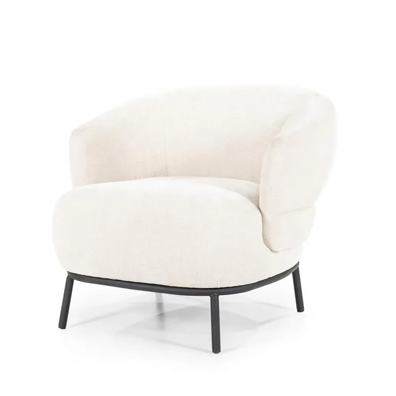 Fauteuil David – polyester & metaal beige safari Premium
