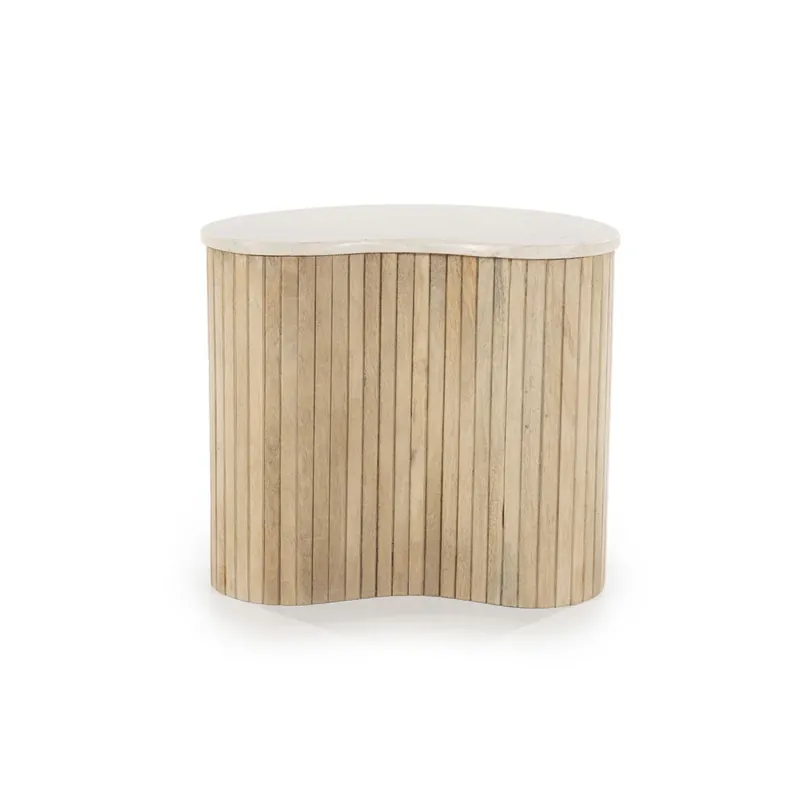 Uitverkoop Bijzettafel Kira – mangohout & marmer wit