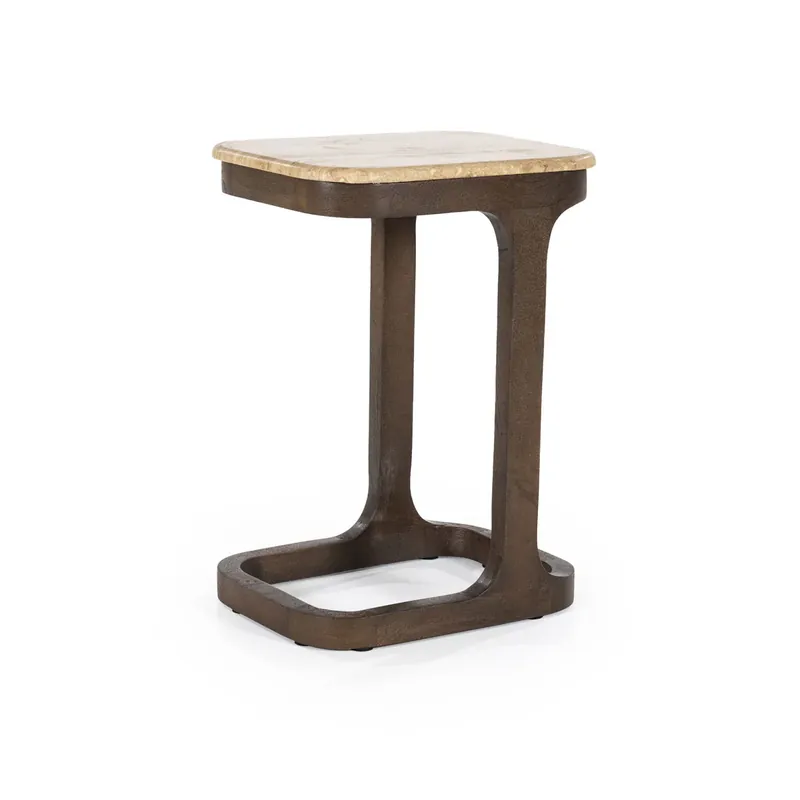 Beste Prijs Bijzettafel Tyler – mangohout & travertin bruin