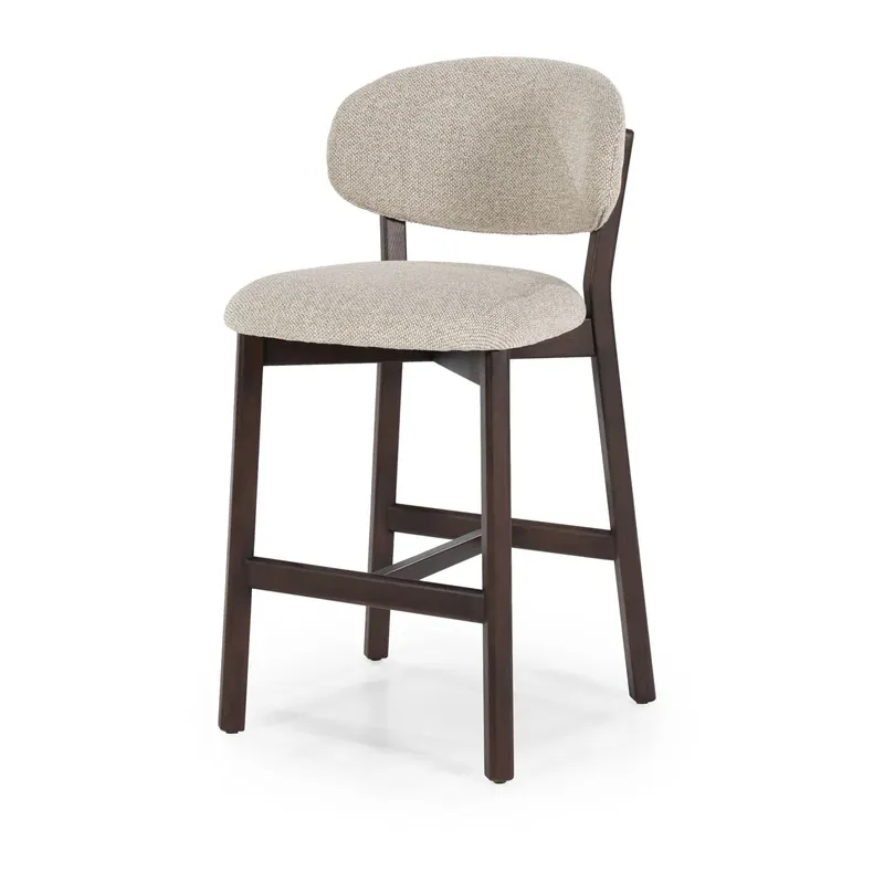 Gratis Retour Barstoel Mikky – stof & eikenhout bruin taupe moon