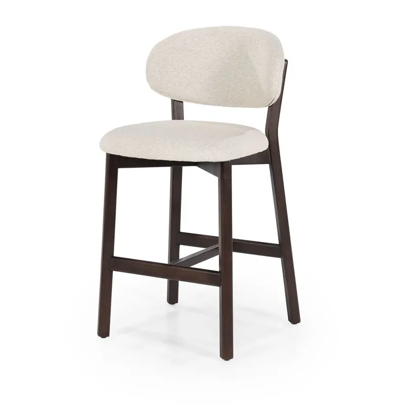 Barstoel Mikky – stof & eikenhout bruin beige moon Nu Kopen