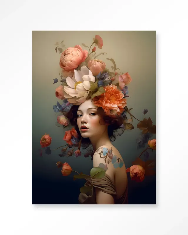 Bestseller Vintage Flower Girl - Moderne Wanddecoratie | Artprint, Glass Art & Wandkleed