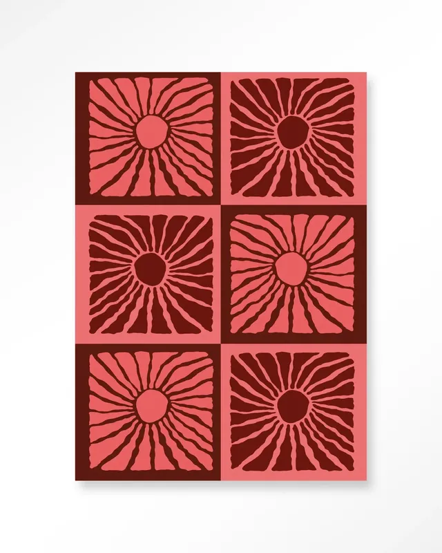 Fabrieksprijs Suns In Pink - Moderne Wanddecoratie | Artprint, Glass Art & Wandkleed