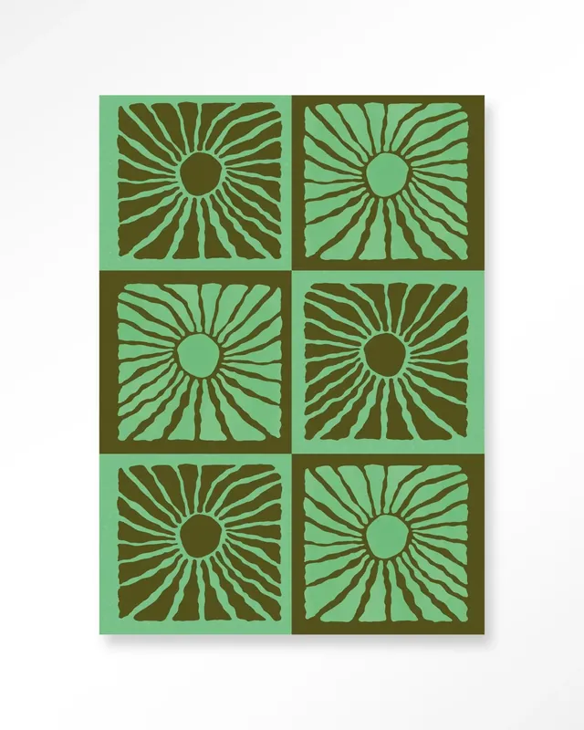 Suns In Green - Moderne Wanddecoratie | Artprint, Glass Art & Wandkleed Rechtstreeks Van De Fabrikant