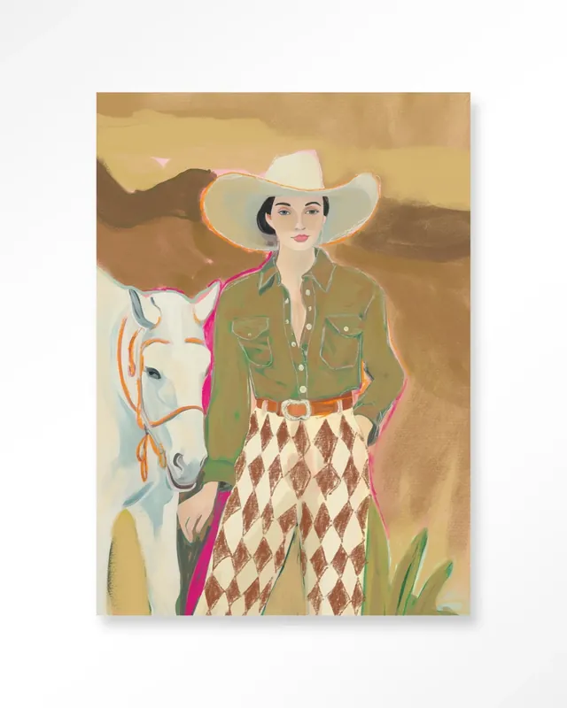 Korting Cowgirl 3 - Moderne Wanddecoratie | Artprint, Glass Art & Wandkleed