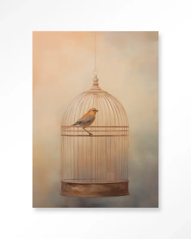 Flitsaanbieding Bird Cage - Moderne Wanddecoratie | Artprint, Glass Art & Wandkleed