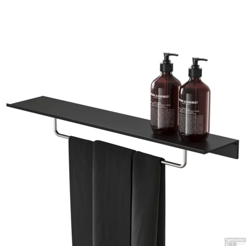 Speciale Aanbieding Planchet met Handdoekrek Geesa Leev 60 cm Zwart Chroom
