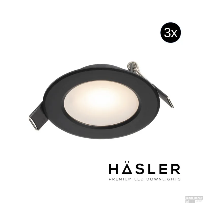 Rechtstreeks Van De Fabrikant Inbouwspot Häsler Murcia Incl. Fase Aansnijding Dimbaar 9.2 cm 4 Watt Warm Wit Zwart Set 3x