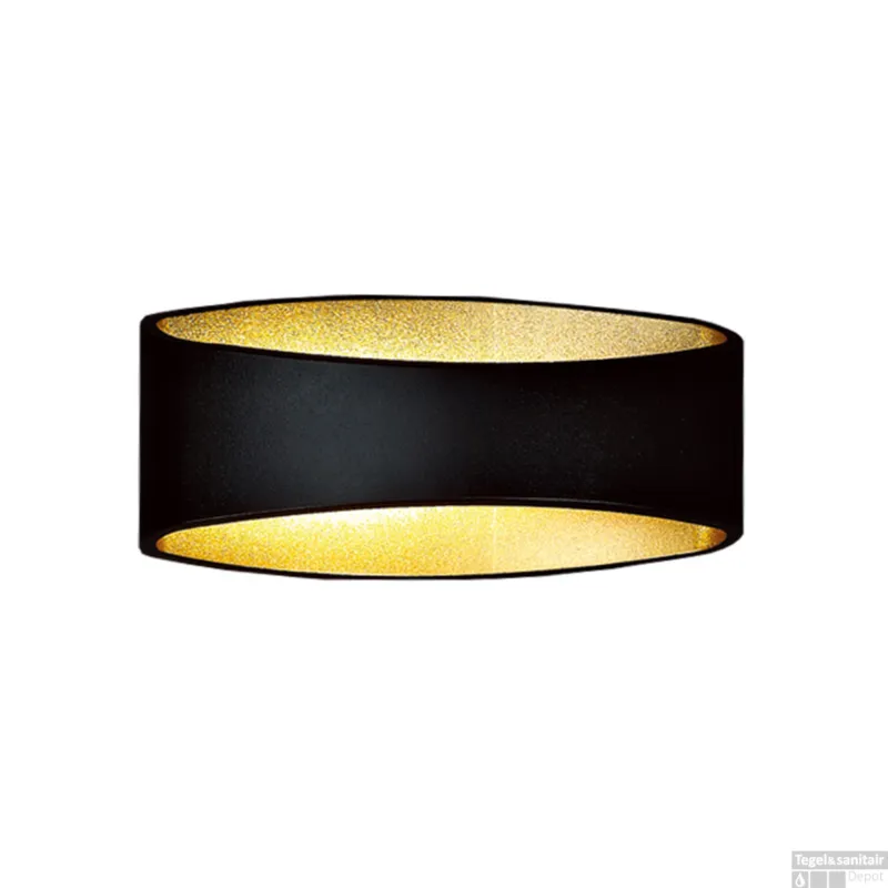 Muurverlichting BWS Rana LED Incl. Driver 17.5x8x9cm Zwart En Goud Gereduceerde Prijs