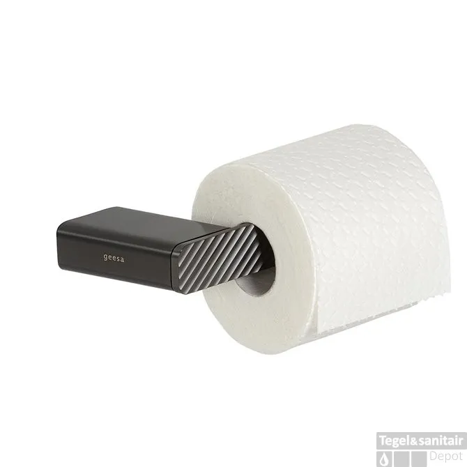 Finale Uitverkoop Toiletrolhouder Geesa Shift Zonder Klep met Diagonaal Strepenpatroon Zwart