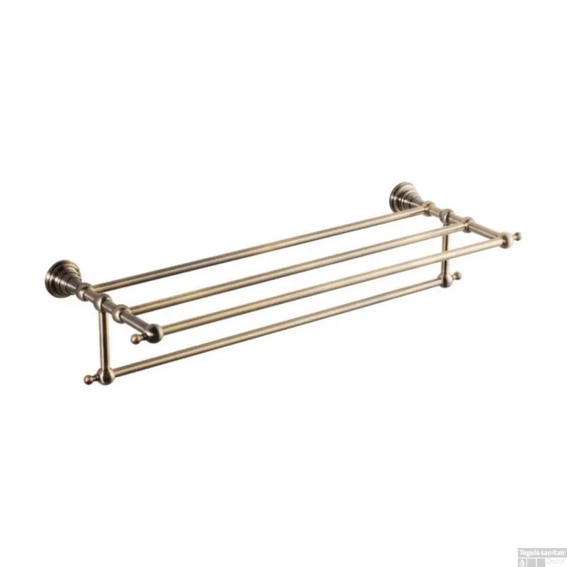 Voordeelprijs Dubbele Handdoekhouder Sapho Diamond met Plankopslag 60.5 cm Brons