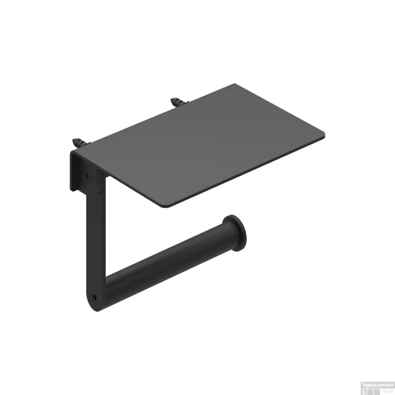 Exclusieve Aanbieding Toiletrolhouder IVY Met Planchet Mat Zwart PED