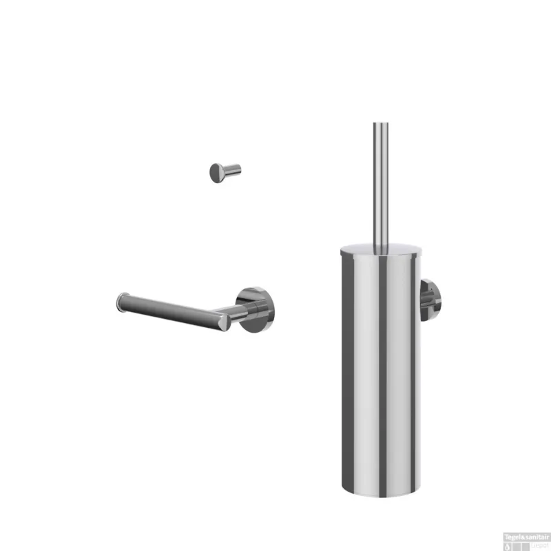 Weekendaanbieding Accessoireset IVY Toiletborstelgarnituur Wandmodel, Kleine Handdoekhaak en Toiletrolhouder Chroom
